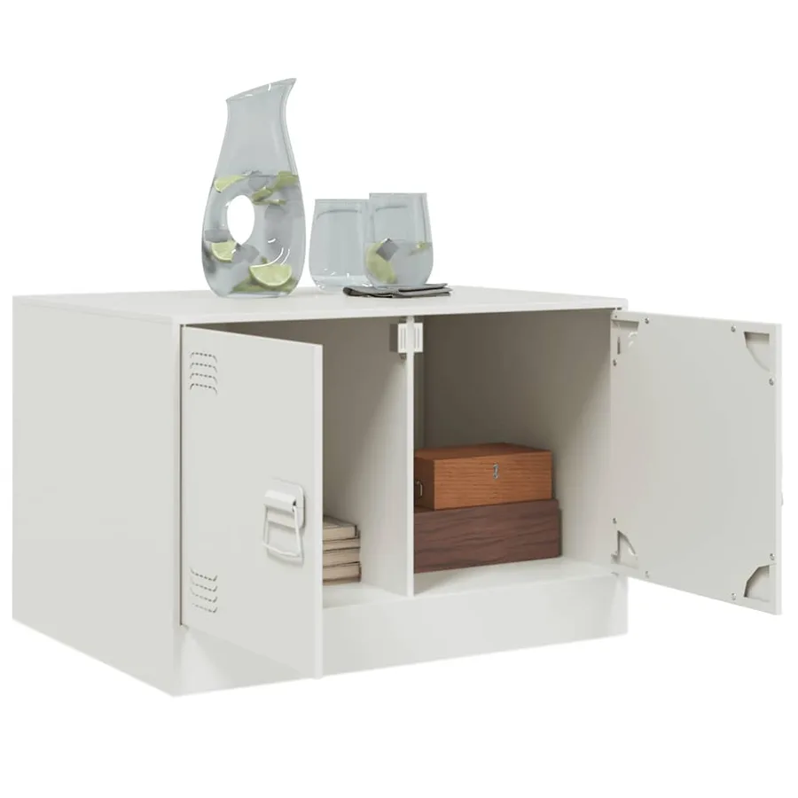 Table basse blanc 67x50x44 cm acier - 5