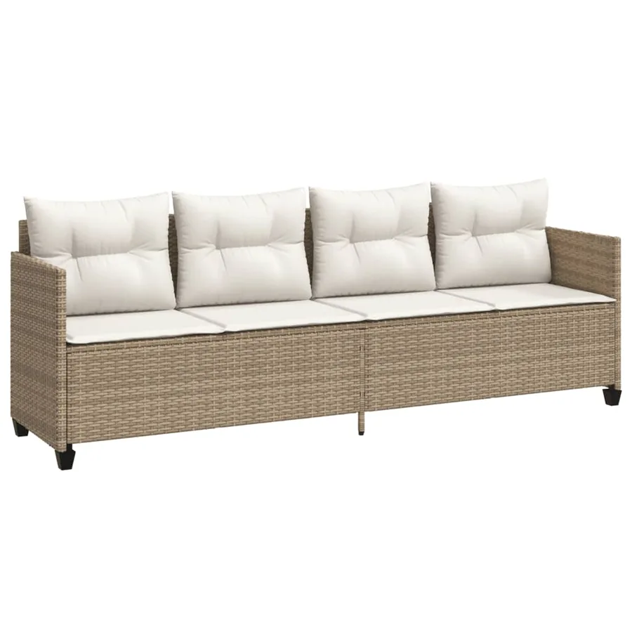 Salon de jardin avec coussins 5 pcs beige résine tressée - 3