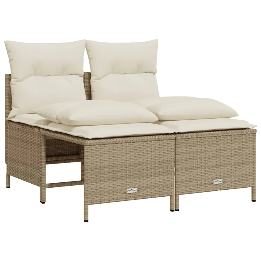 Salon de jardin avec coussins 5 pcs beige résine tressée - 4