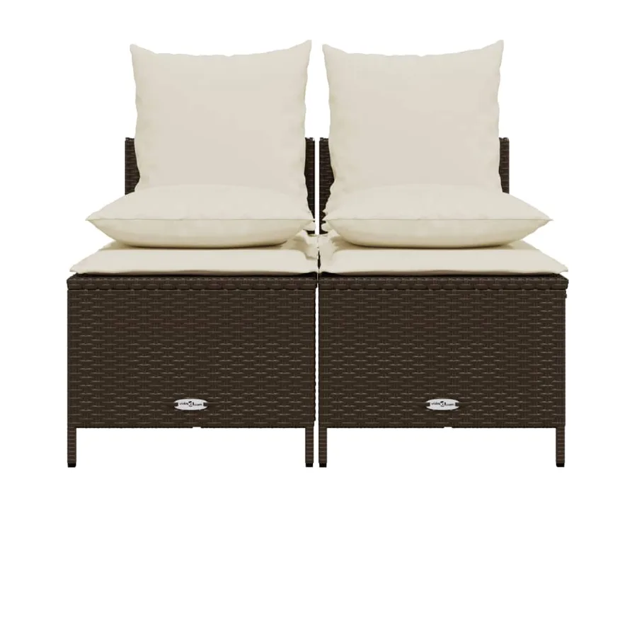 Salon de jardin 4 pcs avec coussins marron résine tressée - 3