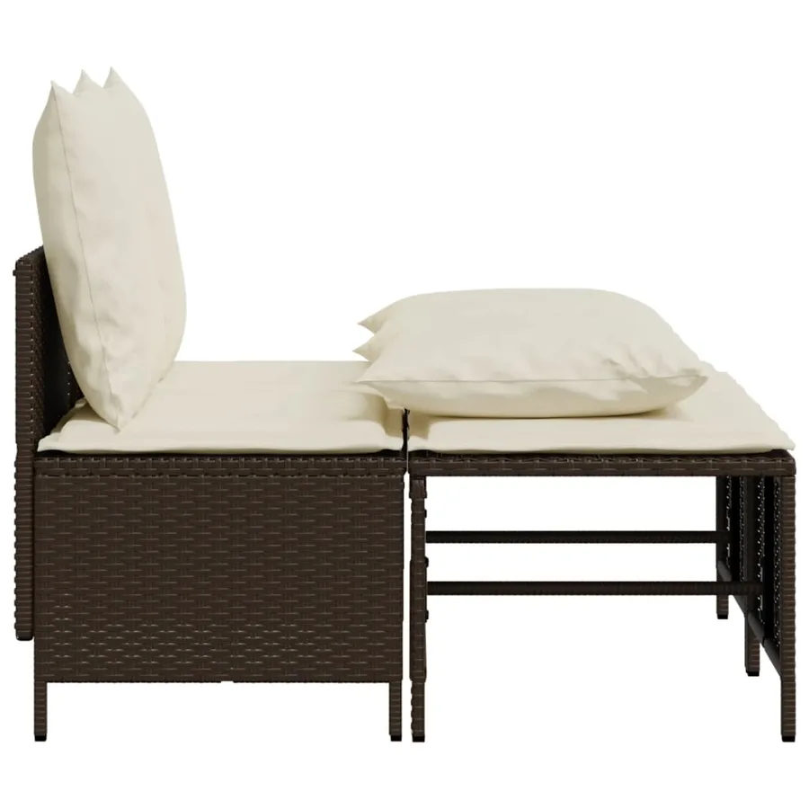 Salon de jardin 4 pcs avec coussins marron résine tressée - 4