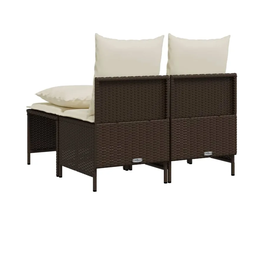 Salon de jardin 4 pcs avec coussins marron résine tressée - 5