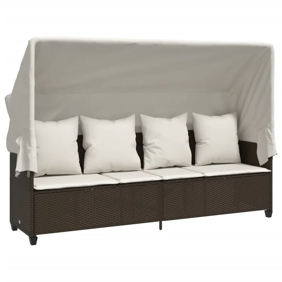 Salon de jardin avec coussins 5 pcs marron résine tressée - 3