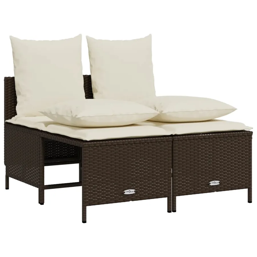 Salon de jardin avec coussins 5 pcs marron résine tressée - 4