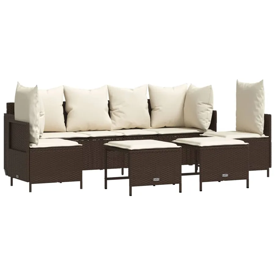 Salon de jardin avec coussins 5 pcs marron résine tressée - 2