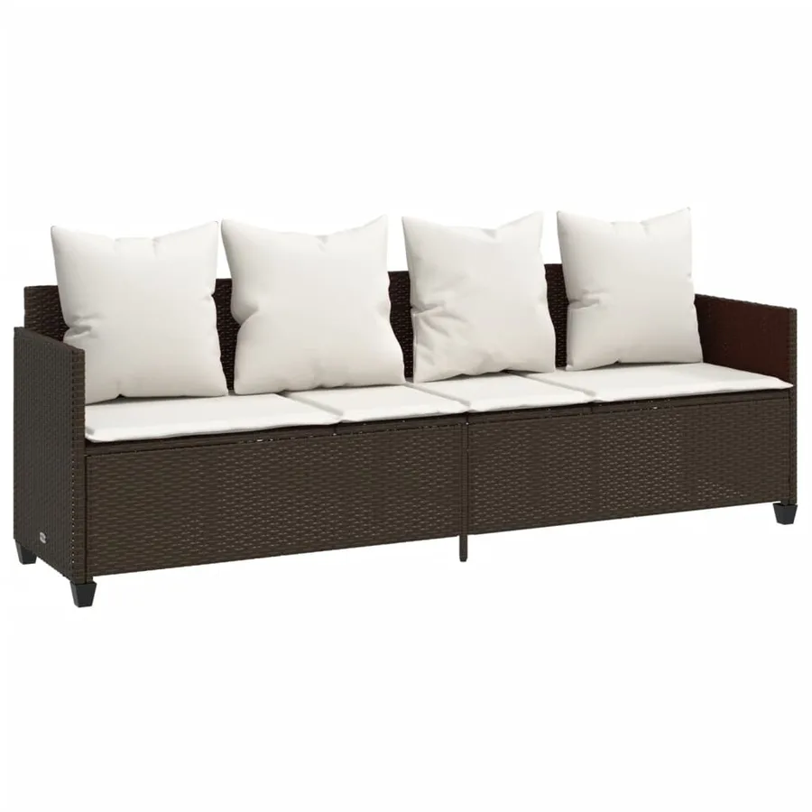 Salon de jardin avec coussins 5 pcs marron résine tressée - 3