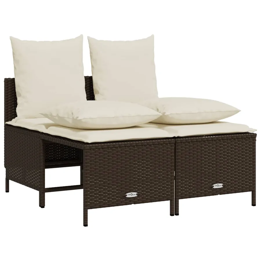 Salon de jardin avec coussins 5 pcs marron résine tressée - 4