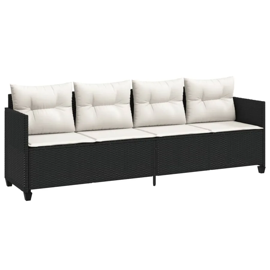 Salon de jardin 5 pcs avec coussins noir résine tressée - 3