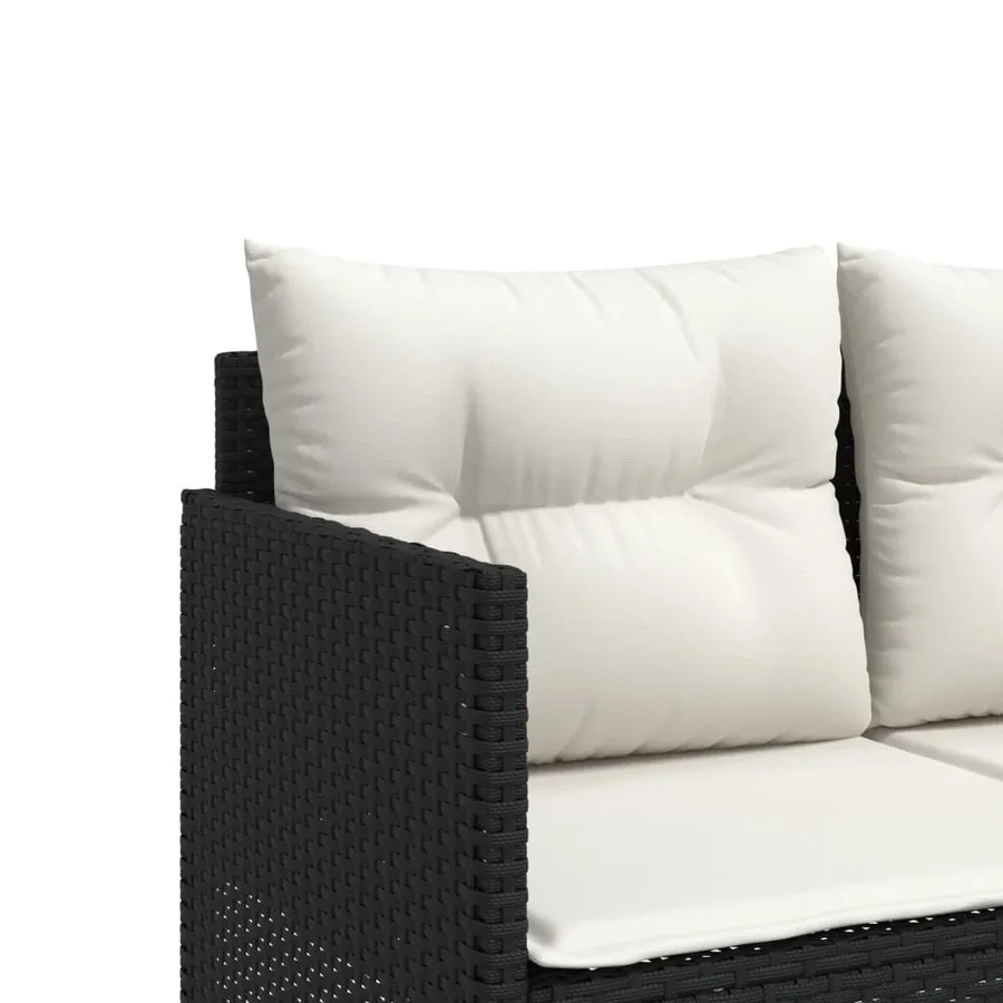 Salon de jardin 5 pcs avec coussins noir résine tressée - 6