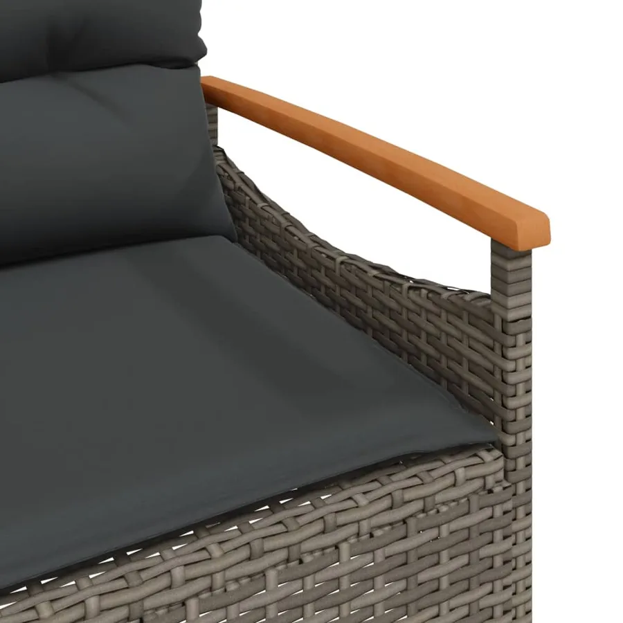 Salon de jardin avec coussins 3 pcs gris résine tressée - 11