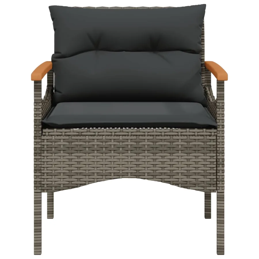 Salon de jardin avec coussins 3 pcs gris résine tressée - 5
