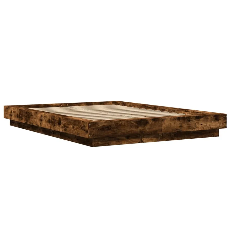 Cadre de lit et lumières LED sans matelas chêne fumé 120x200 cm - 3