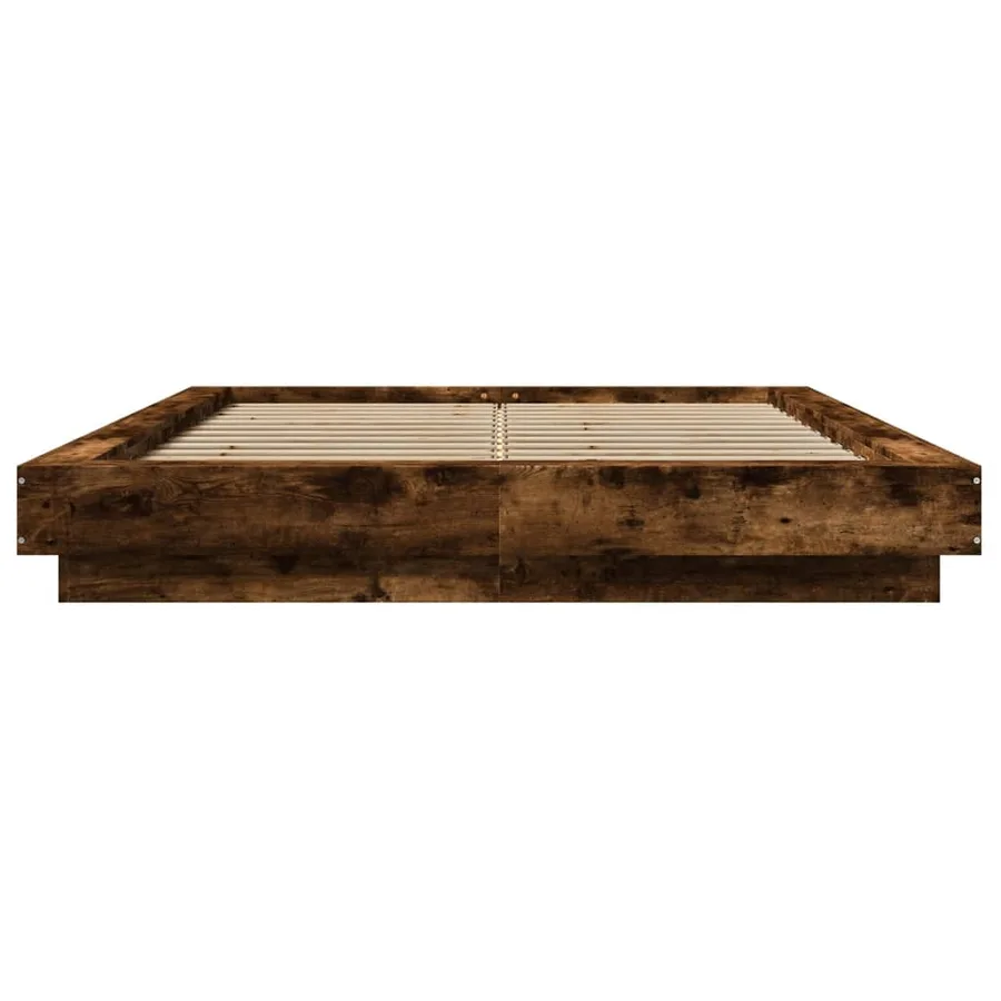 Cadre de lit et lumières LED sans matelas chêne fumé 120x200 cm - 5