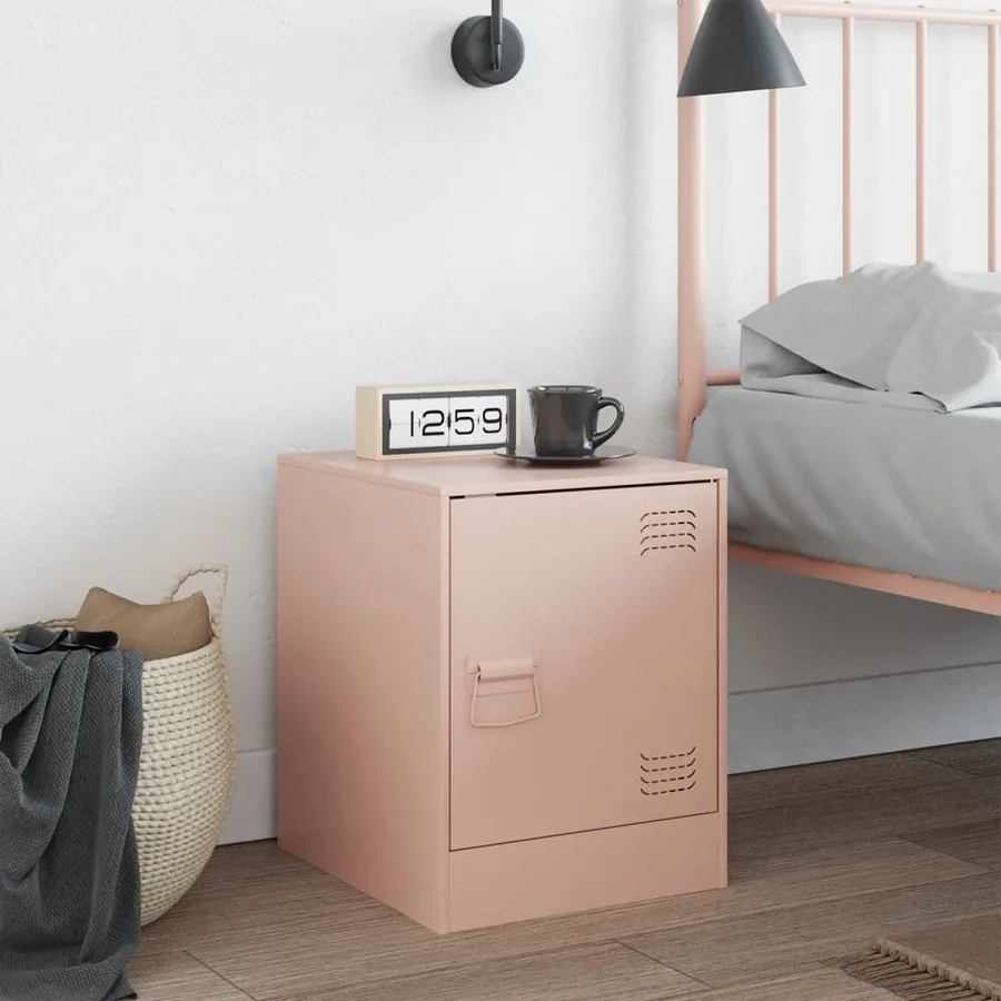 Table de chevet rose 34,5x39x44 cm acier - 3