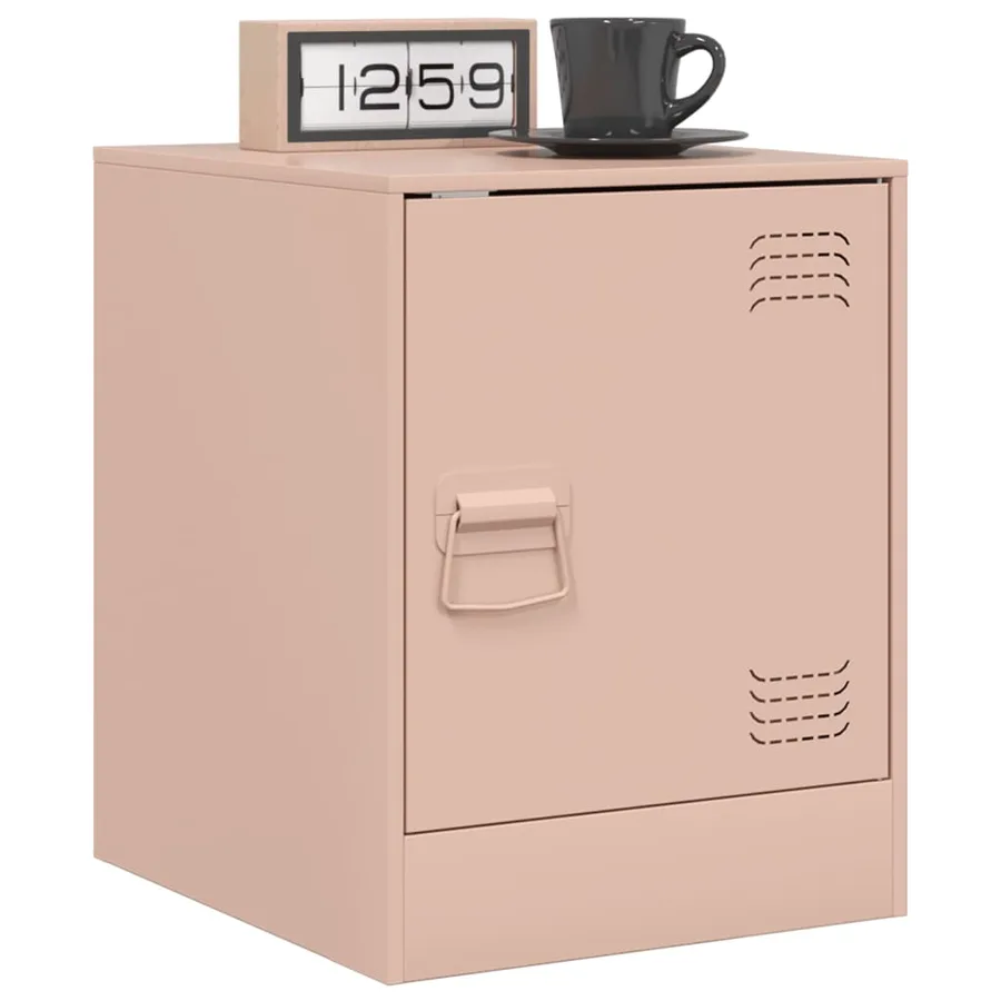 Table de chevet rose 34,5x39x44 cm acier - 4