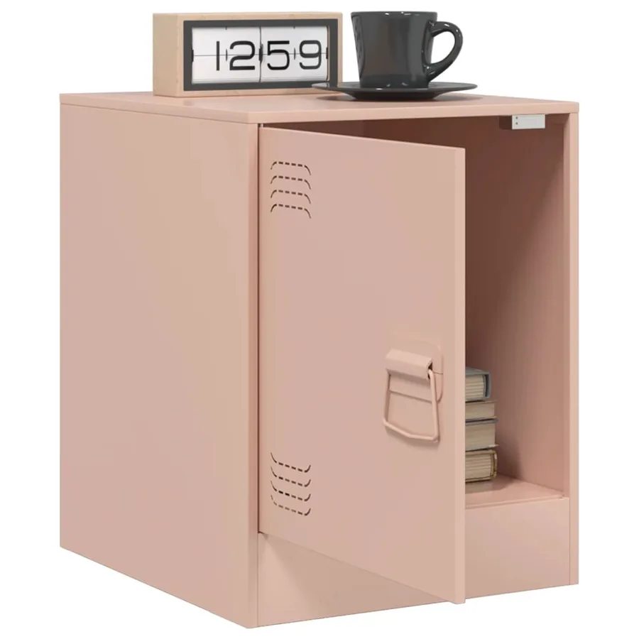 Table de chevet rose 34,5x39x44 cm acier - 5