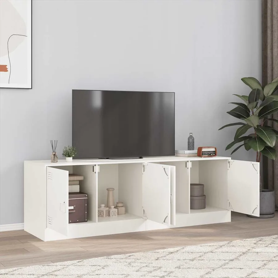 Meubles TV 2 pcs blanc 67x39x44 cm acier