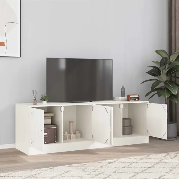 Meubles TV 2 pcs blanc 67x39x44 cm acier
