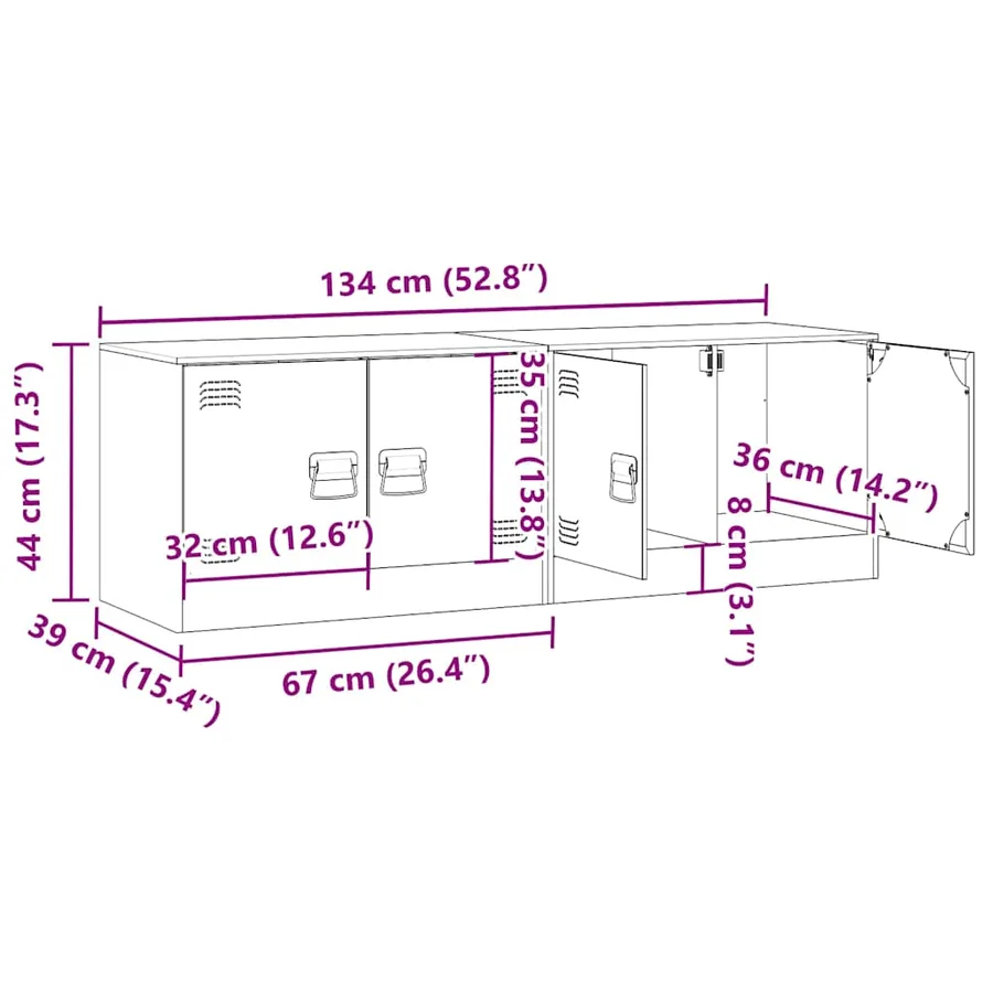 Meubles TV 2 pcs blanc 67x39x44 cm acier - 14