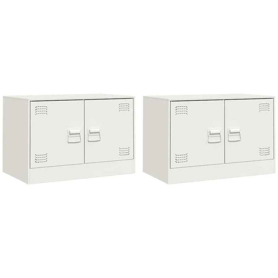 Meubles TV 2 pcs blanc 67x39x44 cm acier - 2