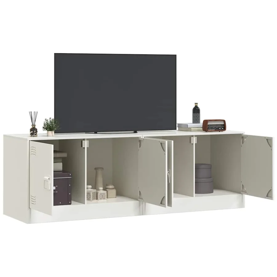 Meubles TV 2 pcs blanc 67x39x44 cm acier - 3
