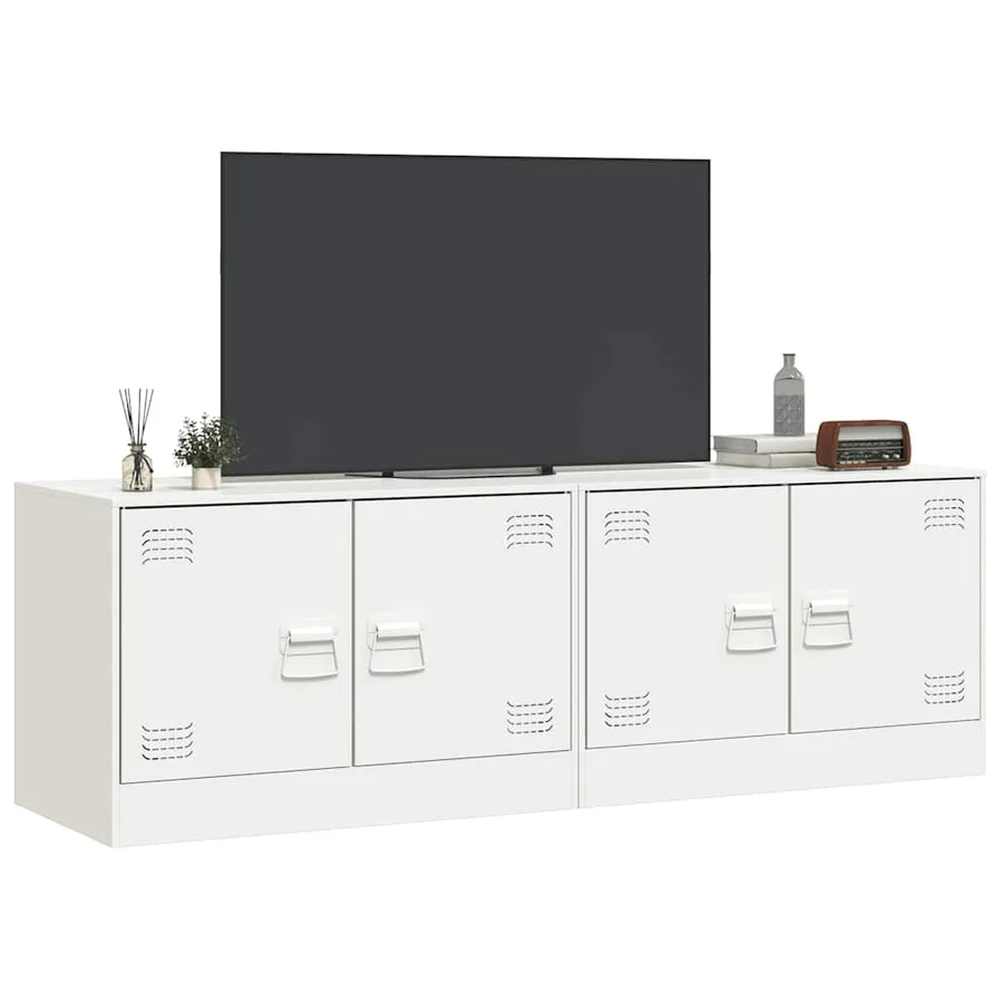 Meubles TV 2 pcs blanc 67x39x44 cm acier - 4
