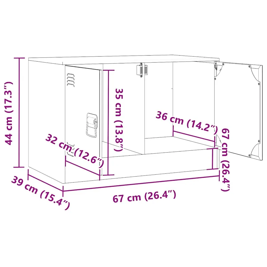 Meuble TV jaune moutarde 67x39x44 cm acier - 14