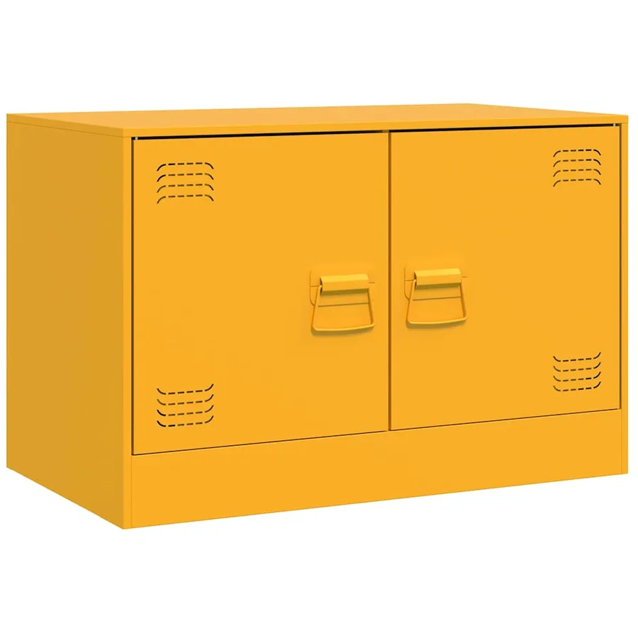 Meuble TV jaune moutarde 67x39x44 cm acier - 2