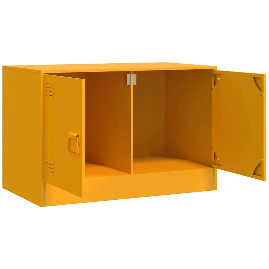 Meuble TV jaune moutarde 67x39x44 cm acier - 7