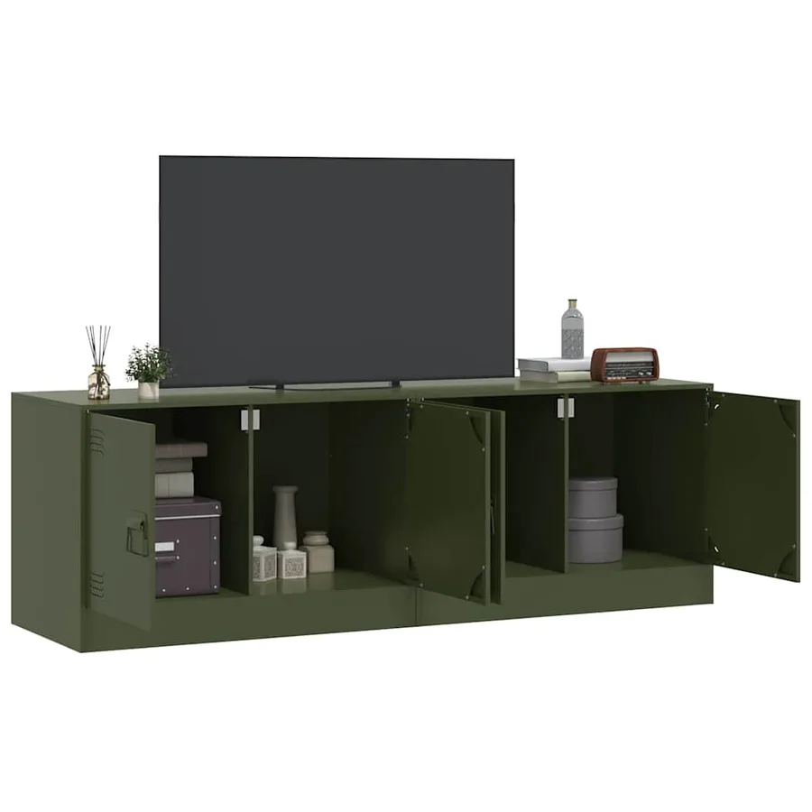 Meubles TV 2 pcs vert olive 67x39x44 cm acier - 3