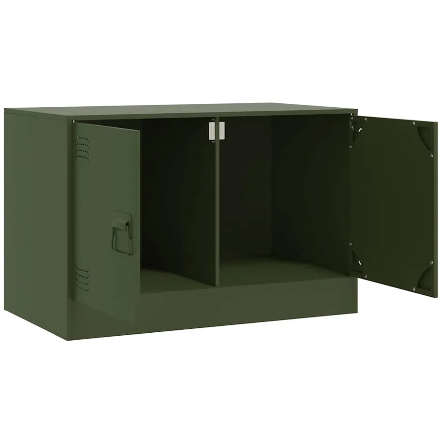 Meubles TV 2 pcs vert olive 67x39x44 cm acier - 7