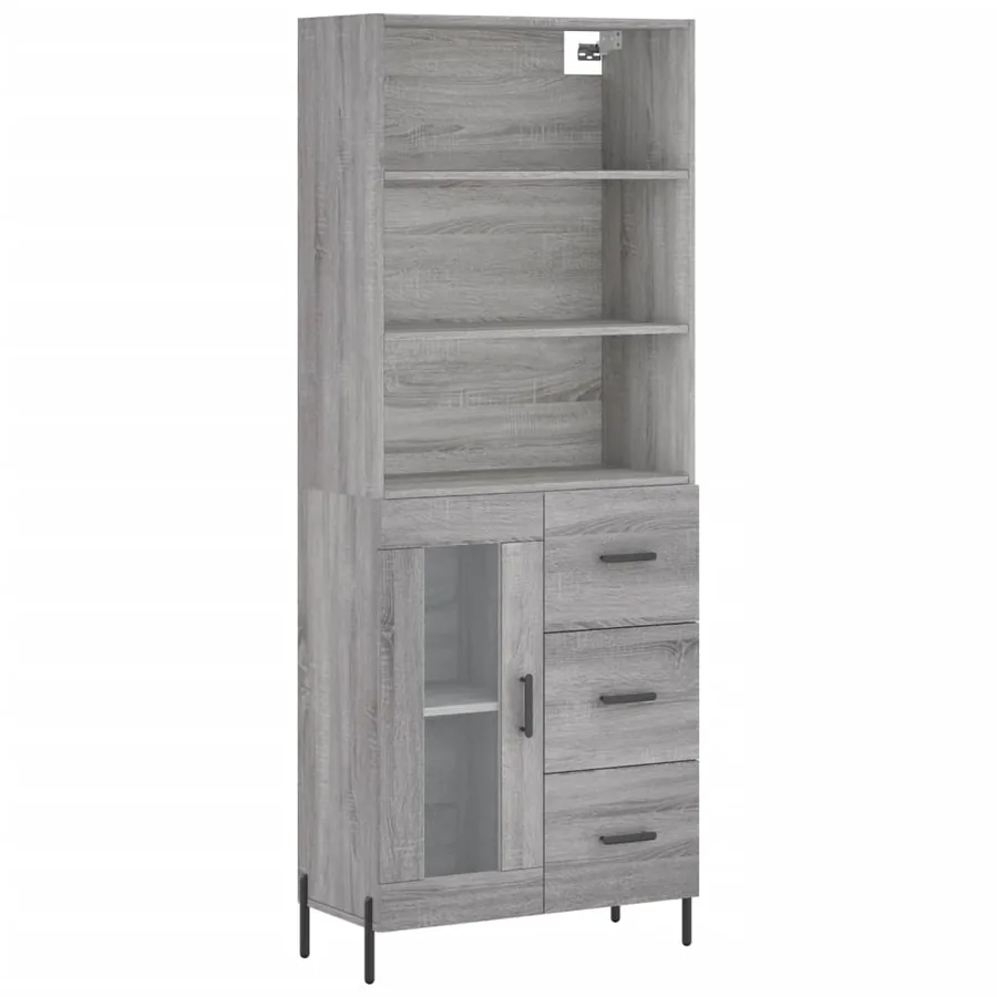 Buffet haut Sonoma gris 69,5x34x180 cm Bois d'ingénierie - 2