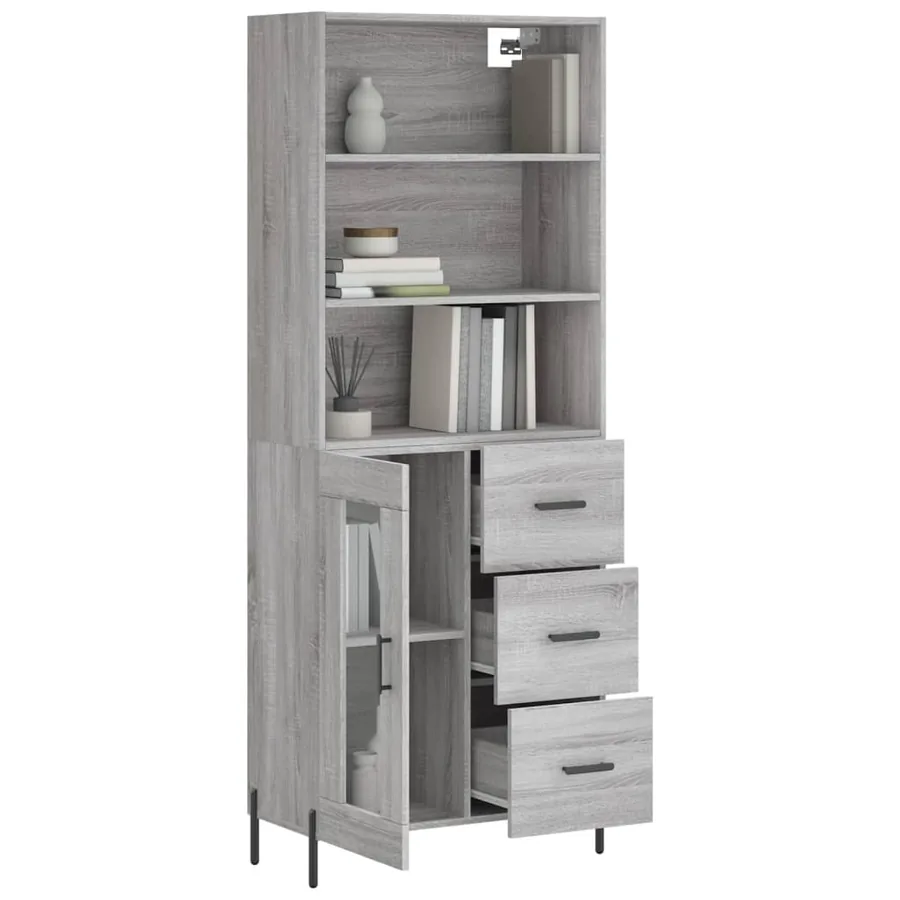 Buffet haut Sonoma gris 69,5x34x180 cm Bois d'ingénierie - 3