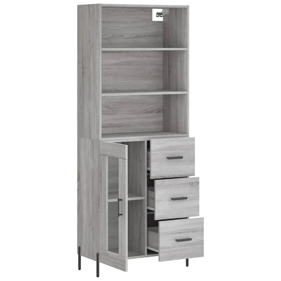 Buffet haut Sonoma gris 69,5x34x180 cm Bois d'ingénierie - 4
