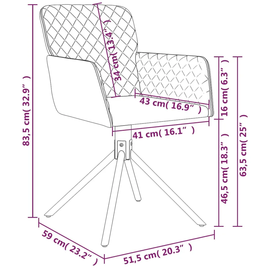 Chaises pivotantes à manger lot de 2 Marron Velours - 10