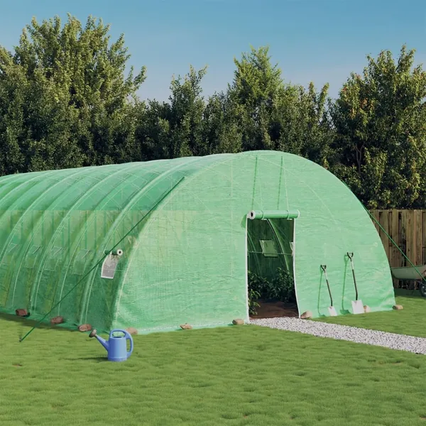 Serre avec cadre en acier vert 84 m² 14x6x2,85 m