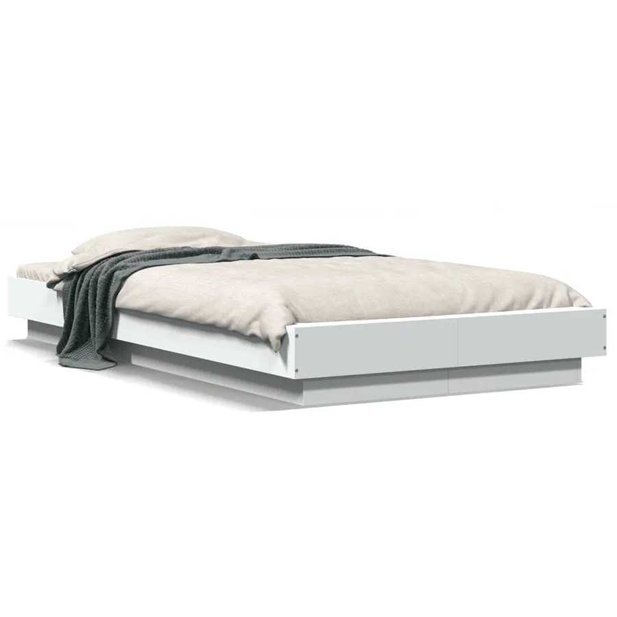 Cadre de lit avec lumières LED sans matelas blanc 75x190 cm - 2