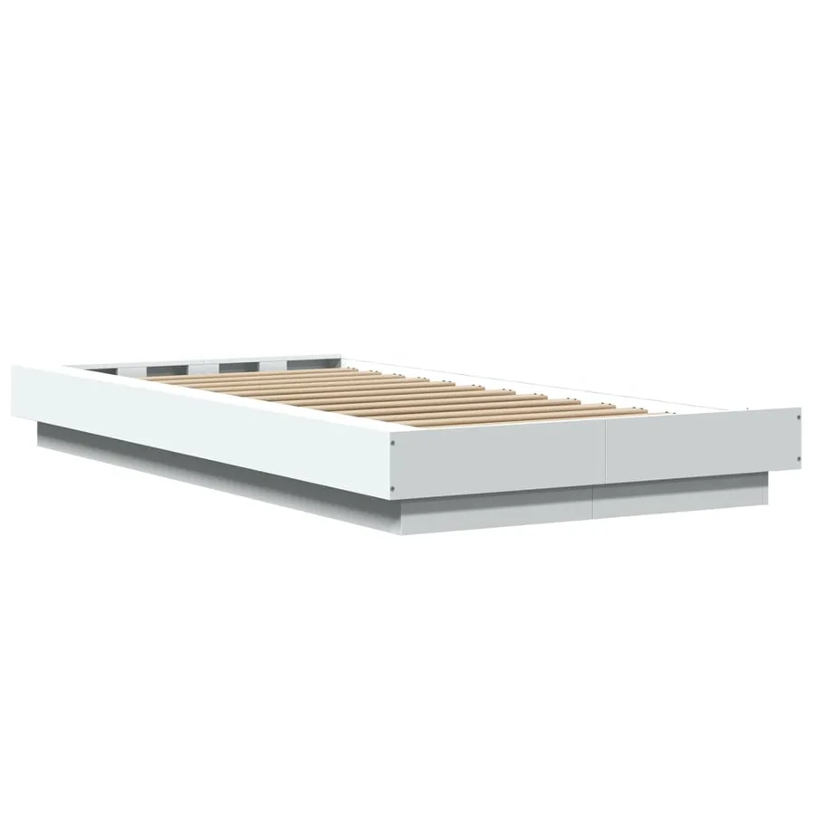 Cadre de lit avec lumières LED sans matelas blanc 75x190 cm - 7