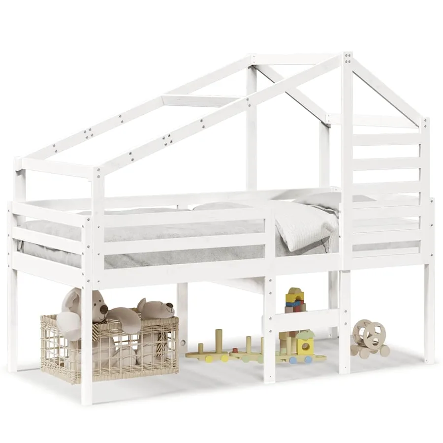 Lit haut sans matelas blanc 80x200 cm bois de pin massif - 2