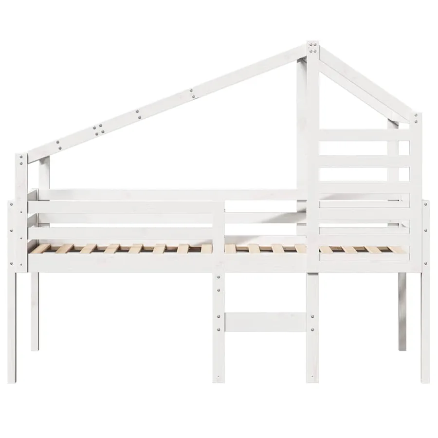 Lit haut sans matelas blanc 80x200 cm bois de pin massif - 4