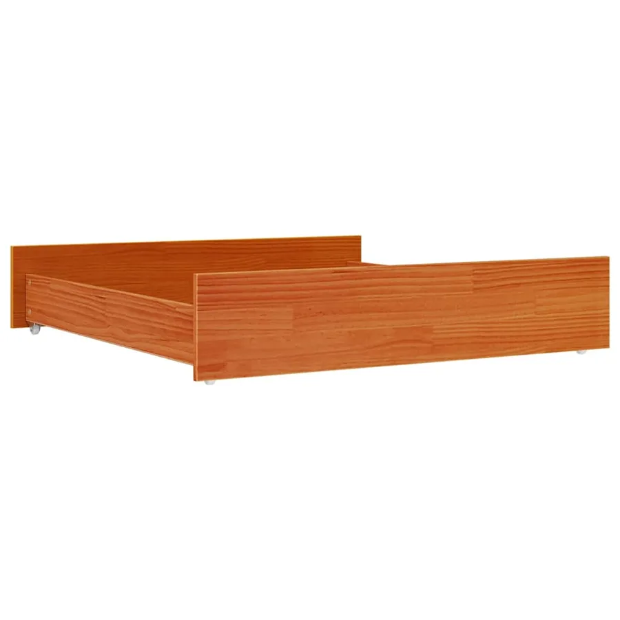 Tiroirs de lit 2 pcs cire marron bois de pin massif - 4