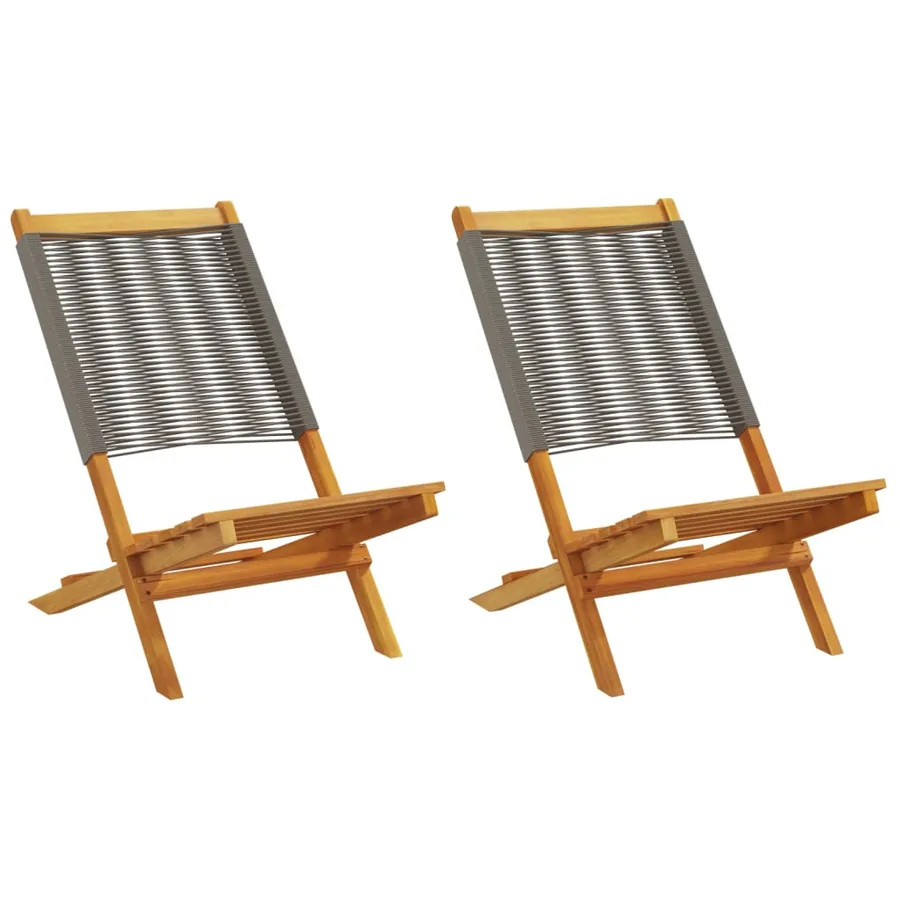 Chaises de jardin lot de 2 anthracite bois acacia massif tissu - 12