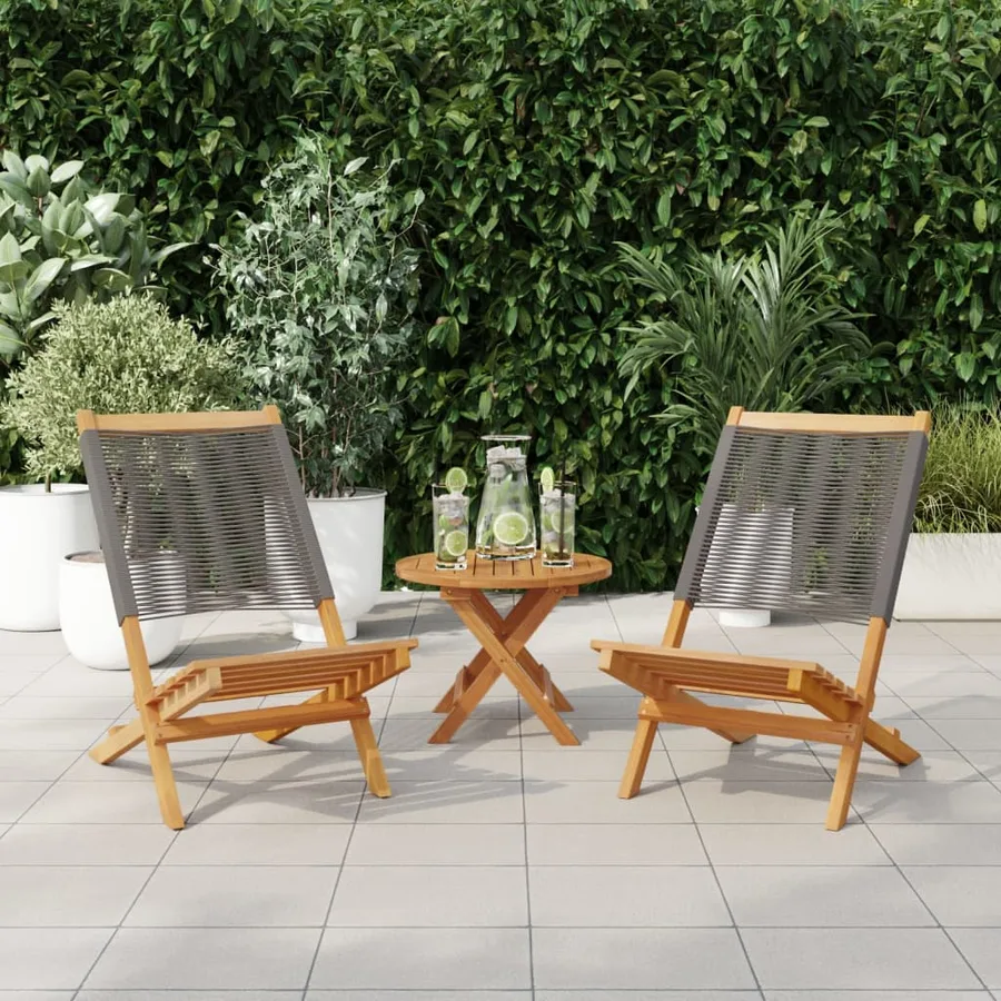 Chaises de jardin lot de 2 anthracite bois acacia massif tissu - 13