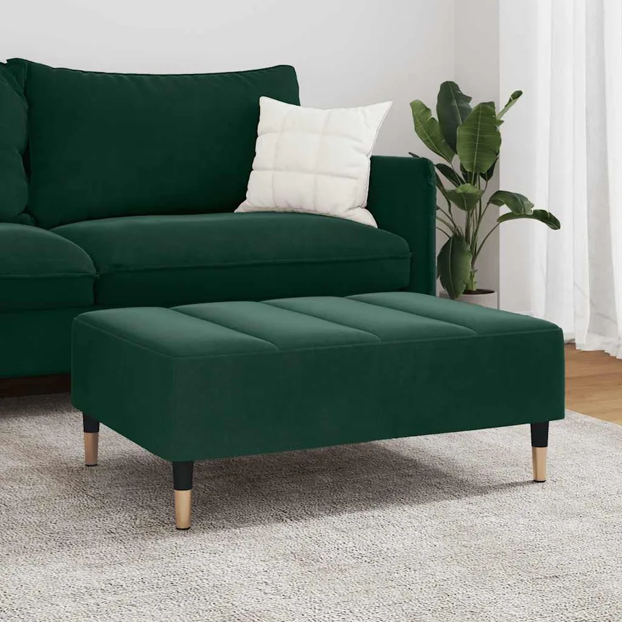 Repose-pied vert foncé 77x55x31 cm velours - 3