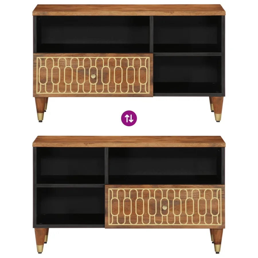 Meuble TV 80x33x46 cm bois massif de manguier - 6