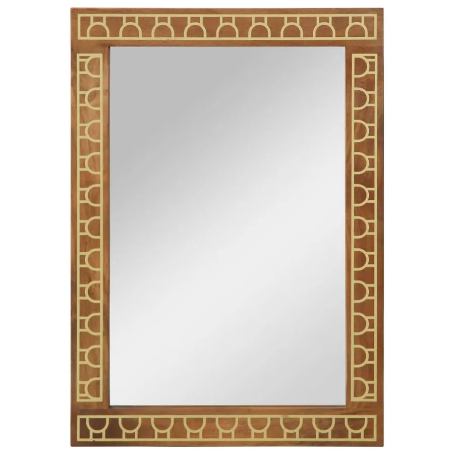 Miroir de bain 50x70x2,5 cm bois de manguier massif et verre - 2