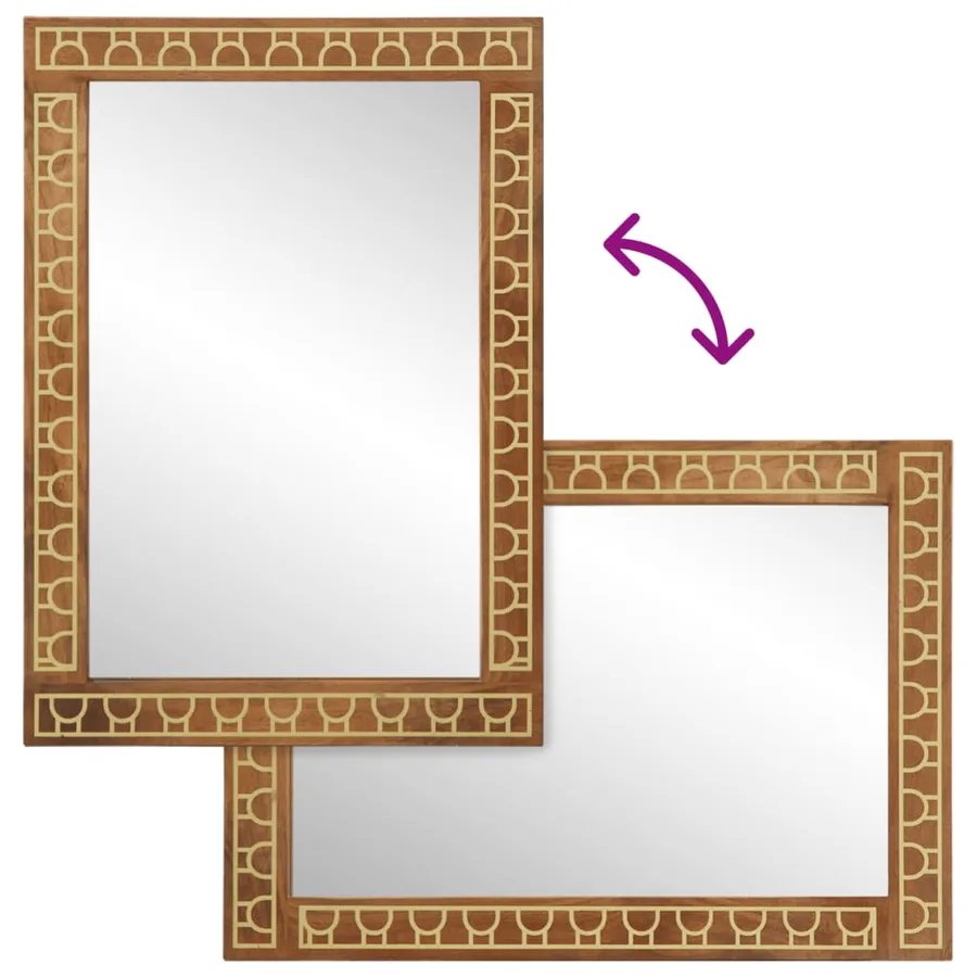 Miroir de bain 50x70x2,5 cm bois de manguier massif et verre - 4