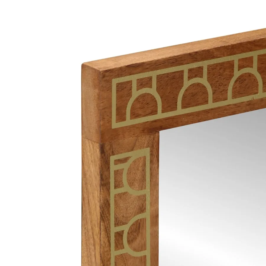 Miroir de bain 50x70x2,5 cm bois de manguier massif et verre - 6