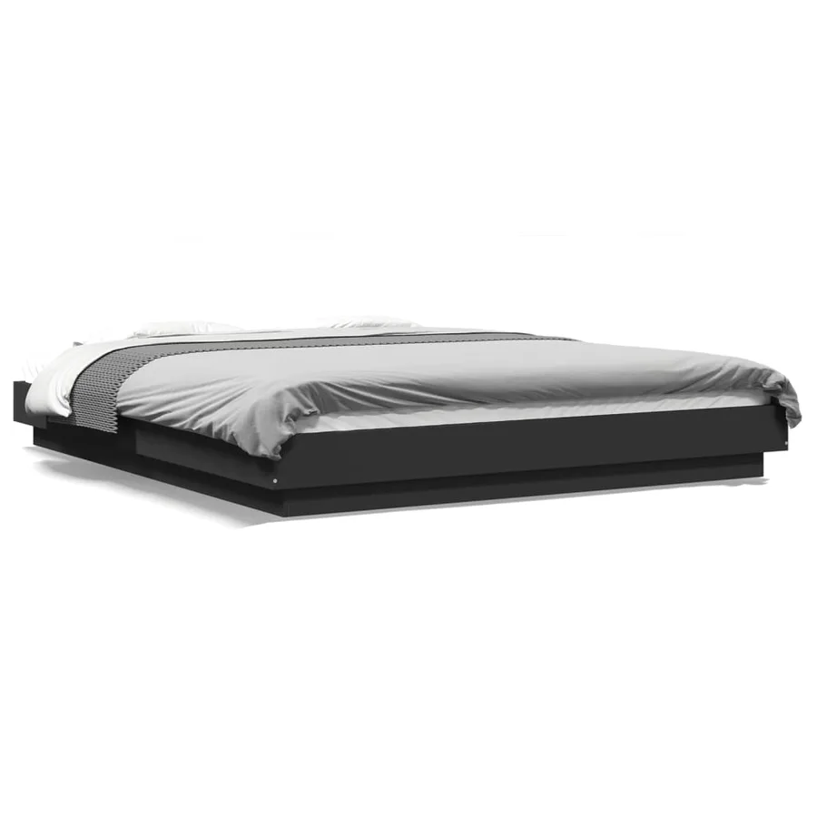 Cadre de lit avec lumières LED sans matelas noir 160x200 cm - 2