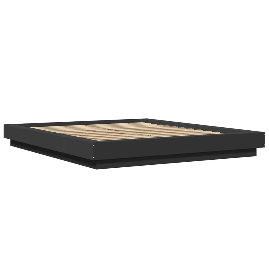 Cadre de lit avec lumières LED sans matelas noir 160x200 cm - 3
